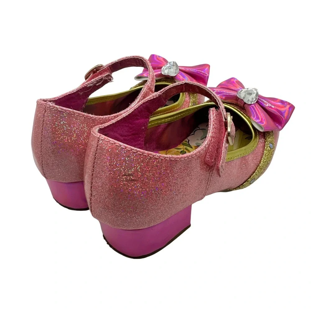 Disney Princess Pink Glitter Mary Jane Dress Up Heels Shoes Girls Gold Size 11
